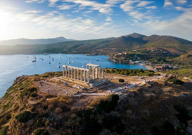 Aerial-view-of-cape-sounion-Greece