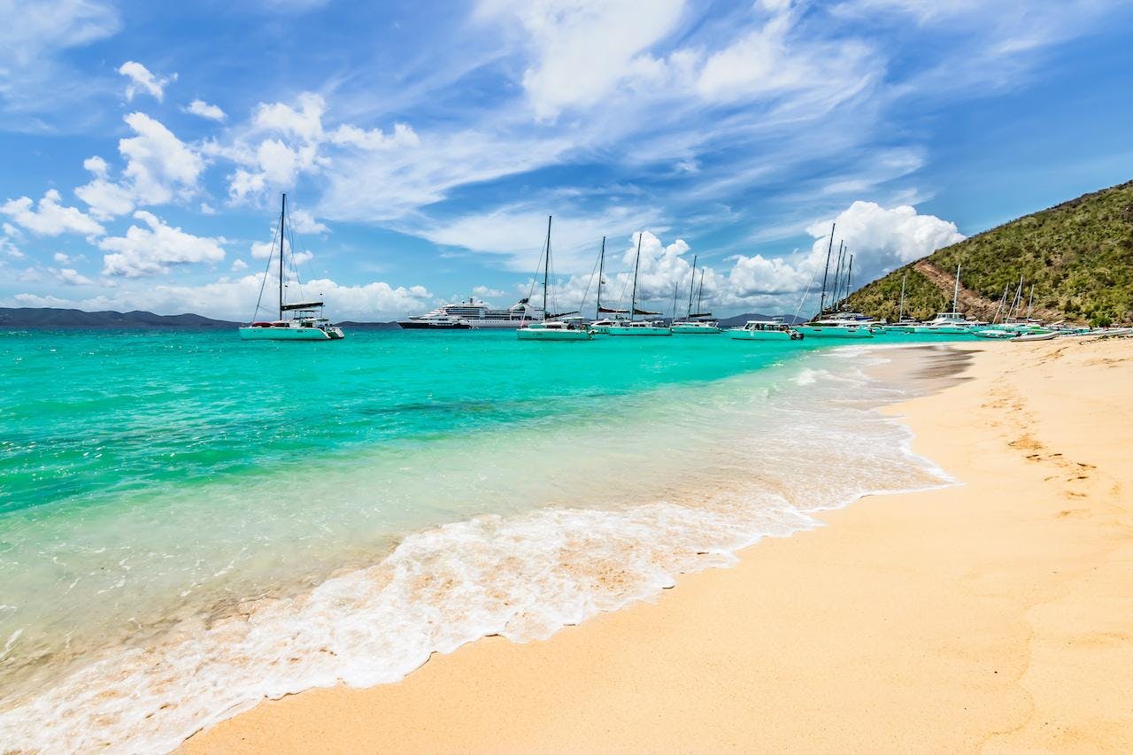 Tropical beach and sea. White bay beach, Jost van Dyke, British Virgin Islands