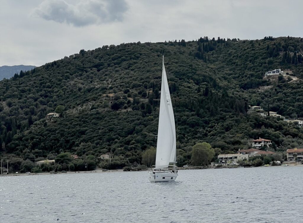 Sailboat with open sails